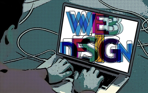 Bild eines Computerbildschirms mit den Worten Web-Design